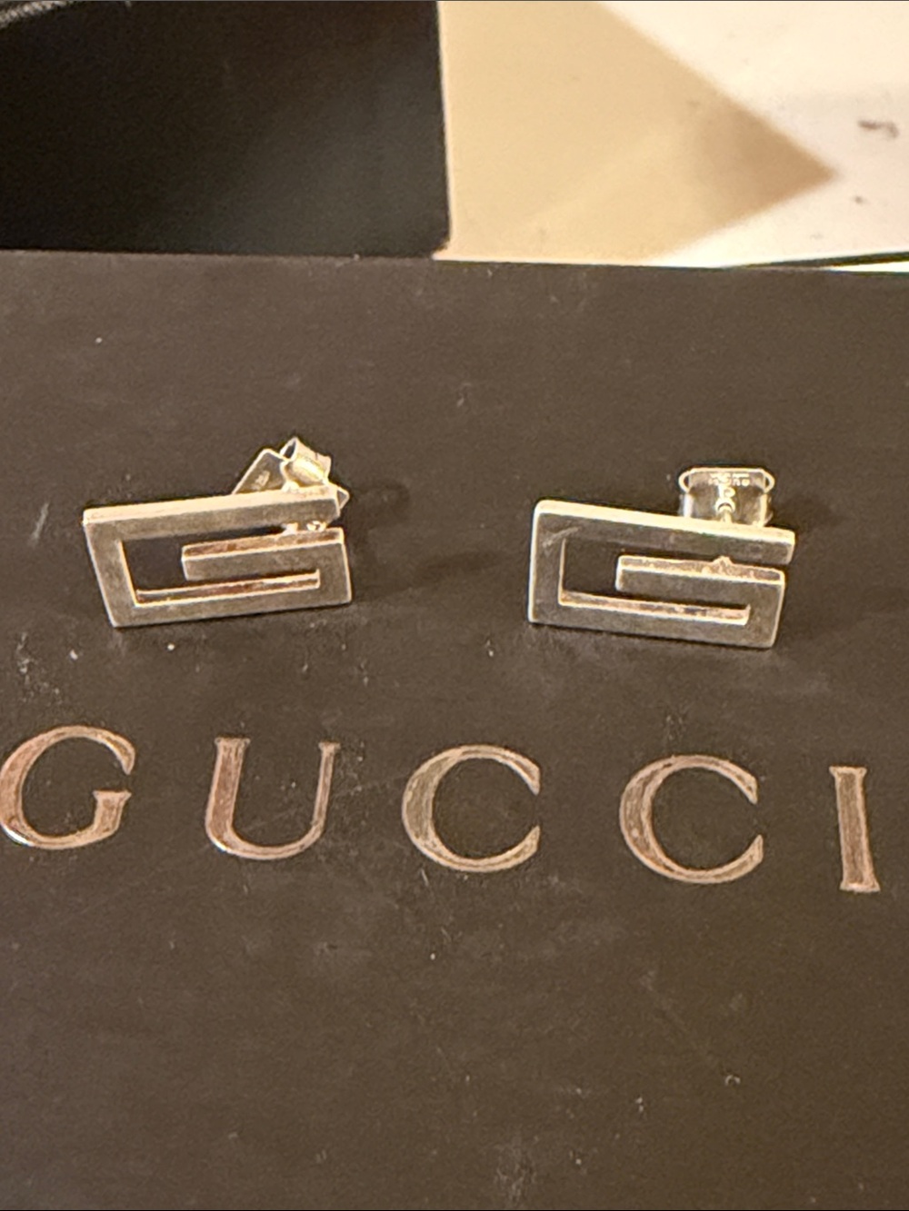Gucci Silver Vintage Logo Authentic Stud Earrings- Elegant & Divine